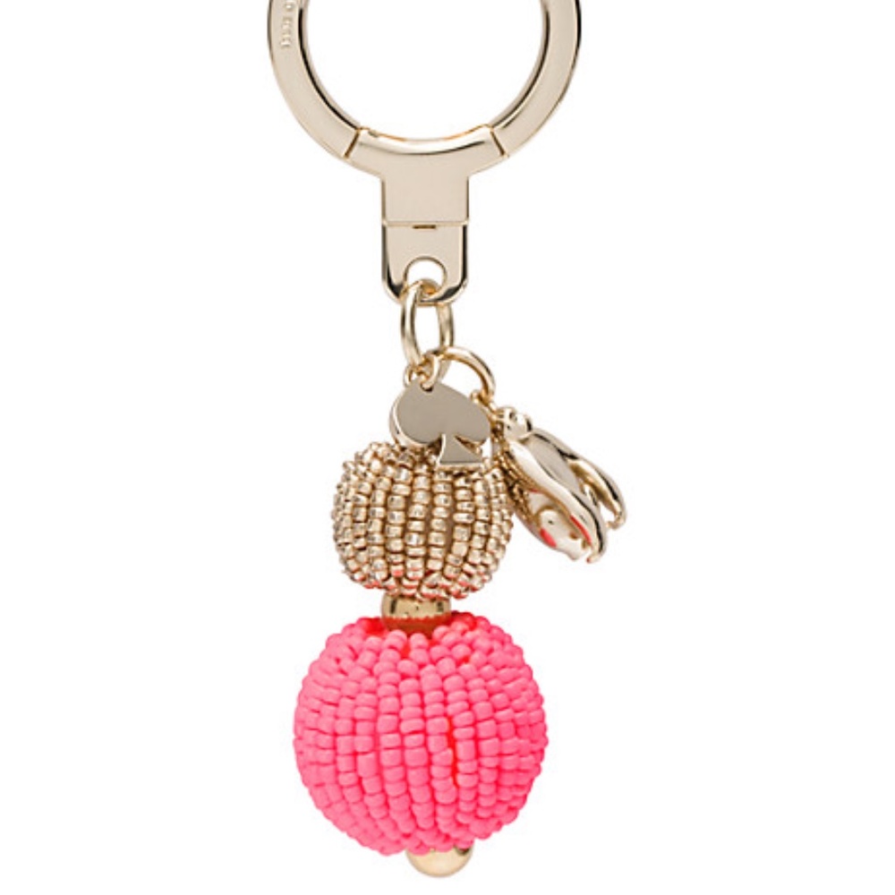 KATE SPADE On Purpose Beaded Keychain Ball pnk/gld